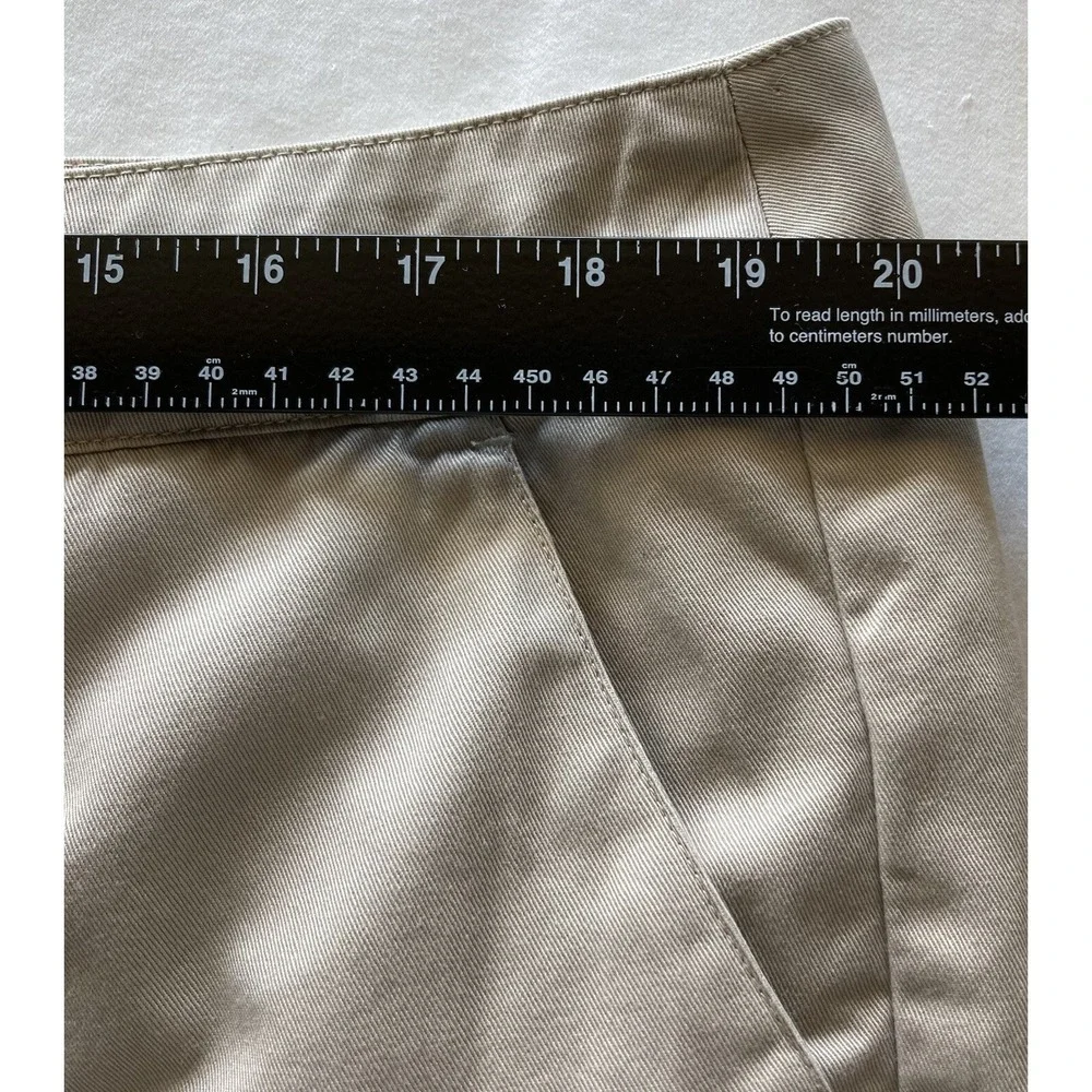 CJ Banks Womens 16 Wrinkle Free Cotton Khaki Tan High Rise Bermuda Shorts